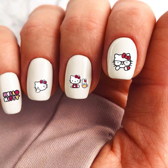NWT THE CRÈME SHOP × HELLO KITTY 50 NAIL ART DECAL STICKERS + CLEAR NP - Picture 9 of 16